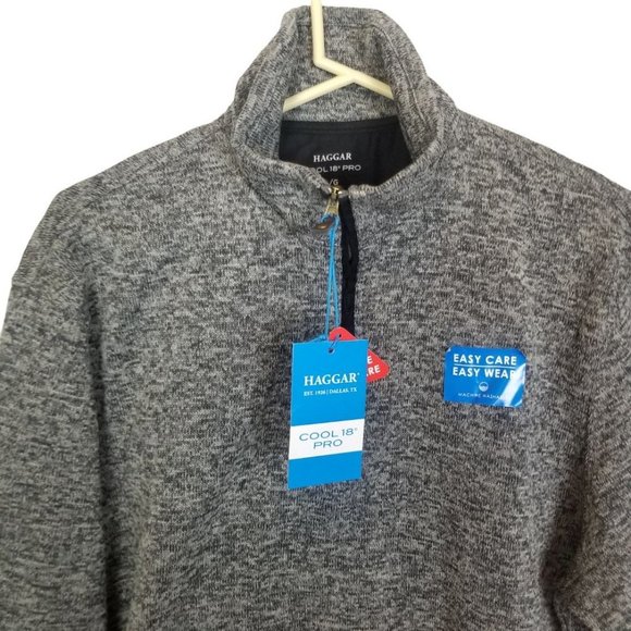 Haggar Mens L Gray 1/4 Zip Long Sleeves Cool 18" P - Picture 2 of 9